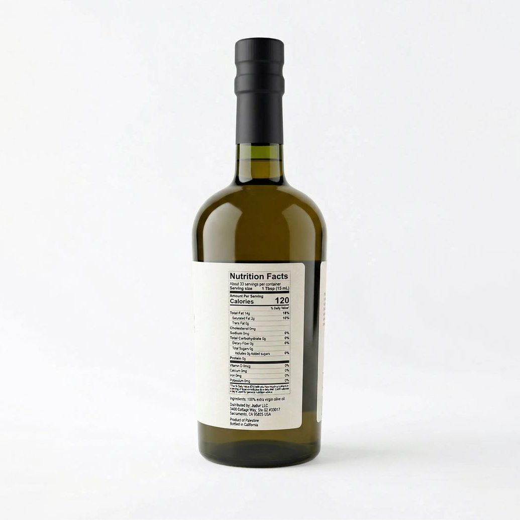 Fresh cold pressed Palestinian olive oil rich color